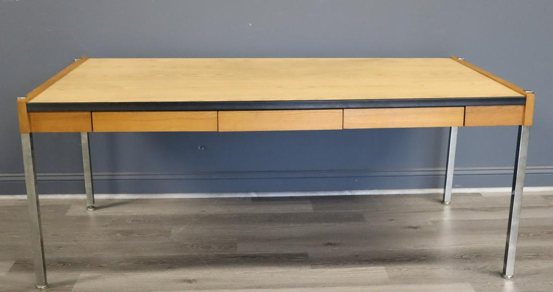 Midcentury Blonde Oak And Chrome Desk. (1 of 9)