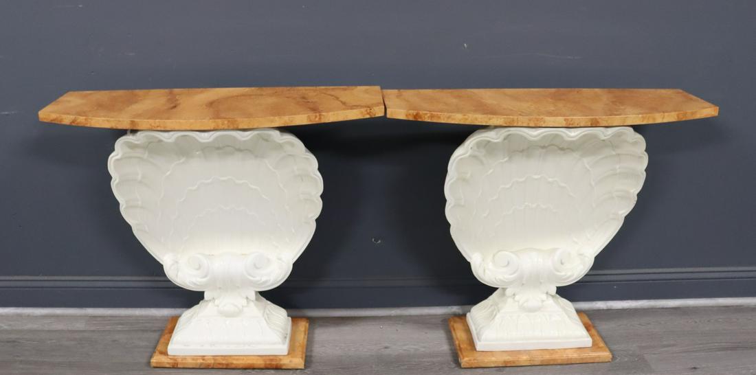 A Vintage Pair Of Clam Shell Form Consoles. (1 of 4)