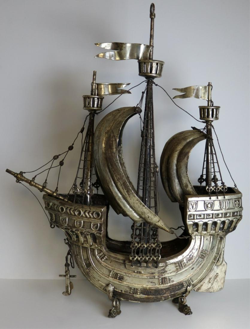 SILVERPLATE. Monumental Galleon Ship Model. (1 of 14)