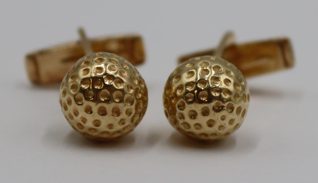 JEWELRY. Pair of Signed 14kt Gold Cufflinks. (1 of 5)