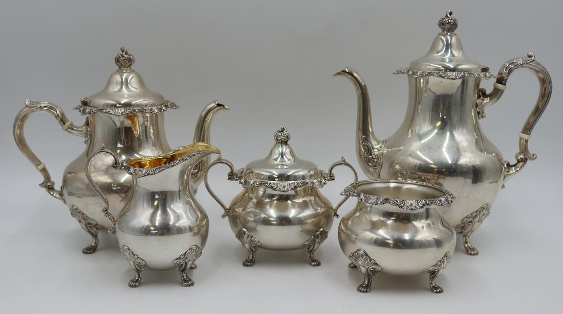 STERLING. 5 Pc. Gorham Sterling Tea Service. (1 of 7)
