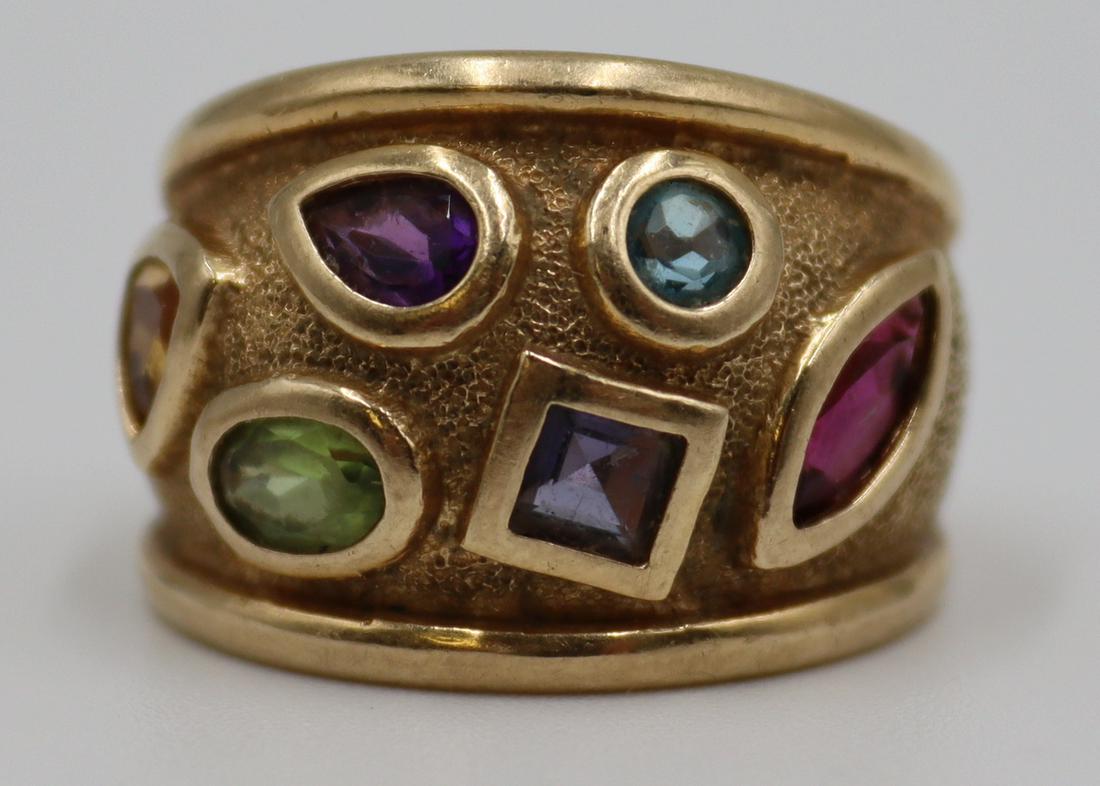 JEWELRY. Signed 14kt Gold and Colored Gem Ring. (1 of 5)