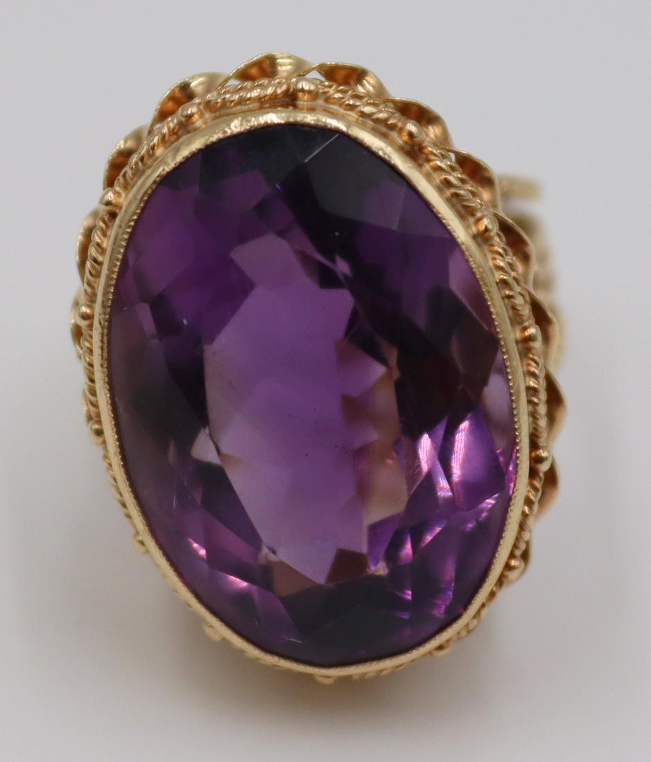 JEWELRY. 14kt Gold and Amethyst Cocktail Ring. (1 of 5)