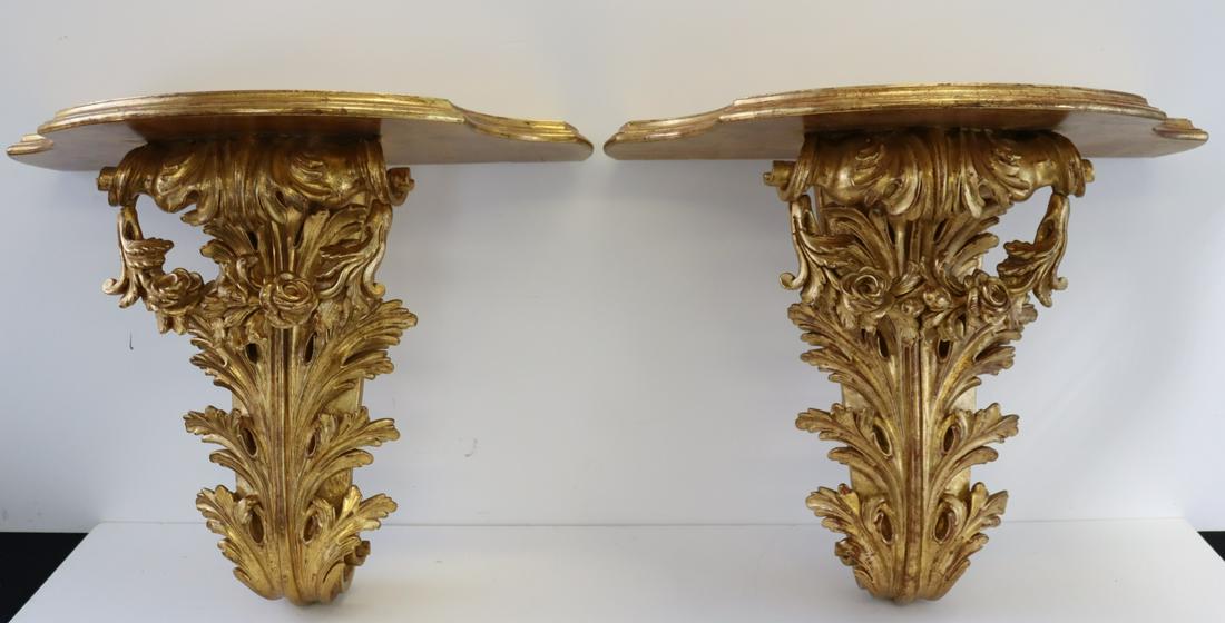 A Large Pair Of Italian Carved And Giltwood Wall (1 of 6)