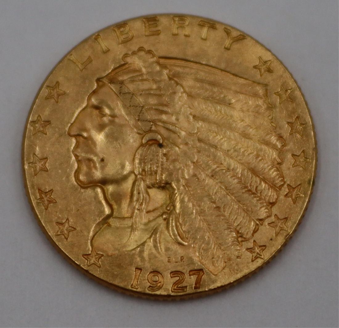 GOLD. 1927 $2.50 Indian Head Quarter Eagle. (1 of 2)