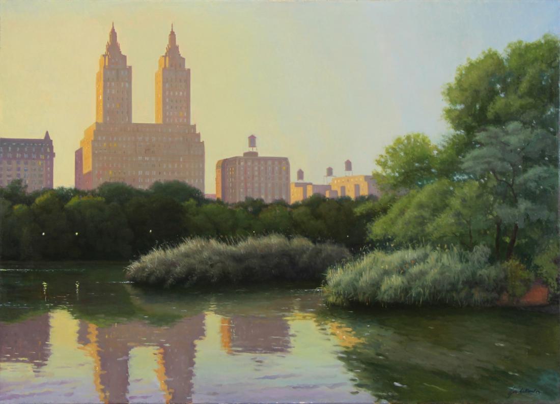 JON DE MARTIN (AMERICAN, 20TH/21ST CENTURY).: Oil on canvas. "Central Park". Signed lower right. Gallery 71 label affixed verso. From a Larchmont, NY collection. - Dimensions: 26" high x 36" wide
