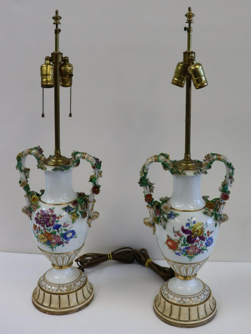 Attributed To Dresden Pair Of Porcelain Urn Form (1 of 9)