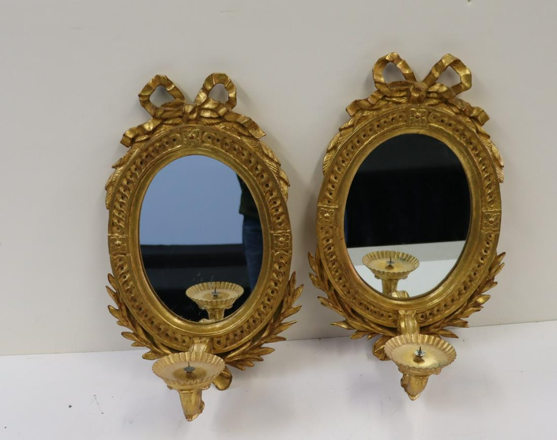 Pair Of Finely Carved Giltwood Ribbon Sconces.: Nice size, patina and quality. From a Scarsdale NY estate. - Dimensions: 17" h x 10" w