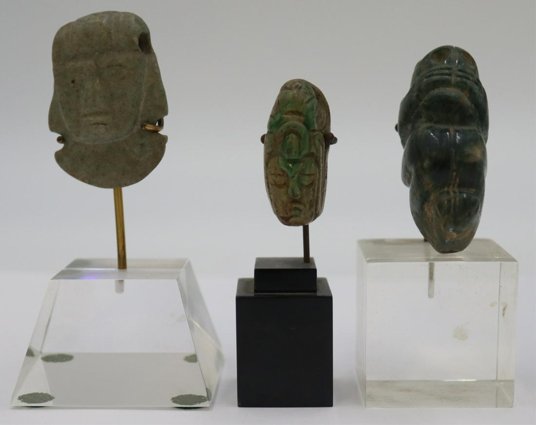 (3) Mayan Carved Stone Pendants. (1 of 7)