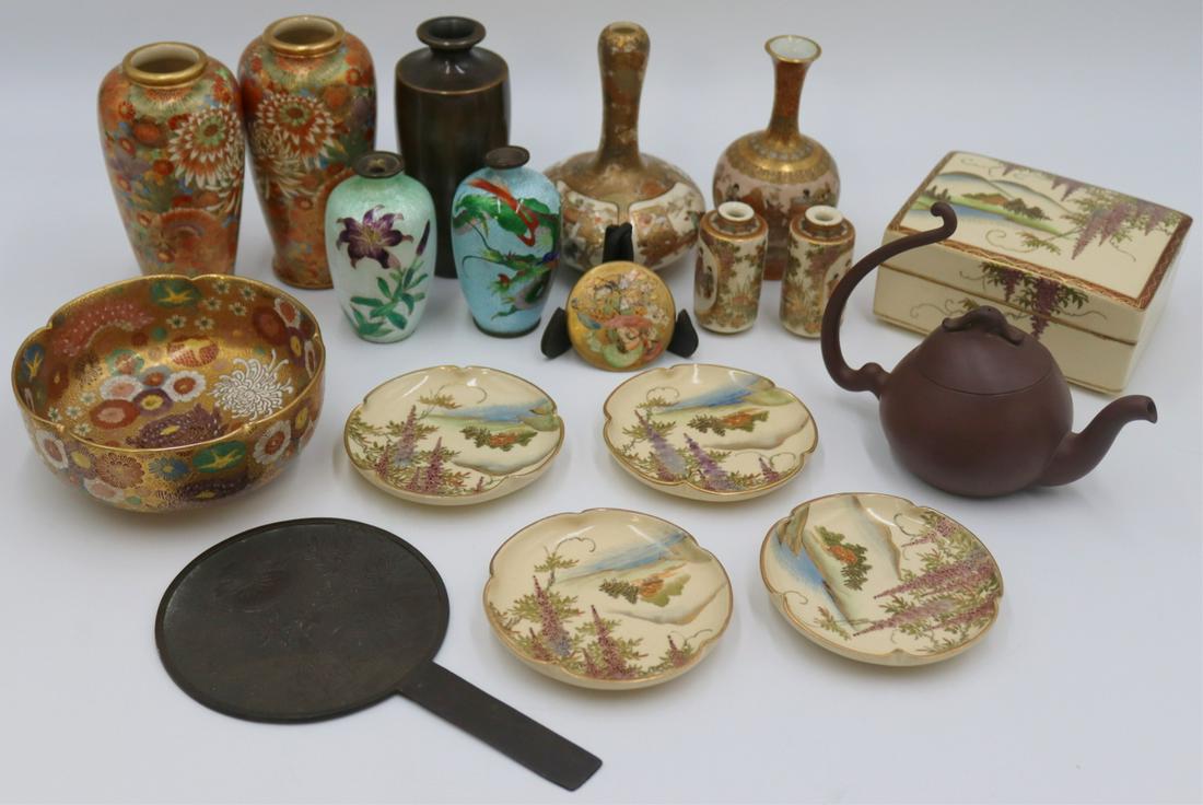 Japanese Satsuma, Enamel, and Bronze Cabinet Items (1 of 20)