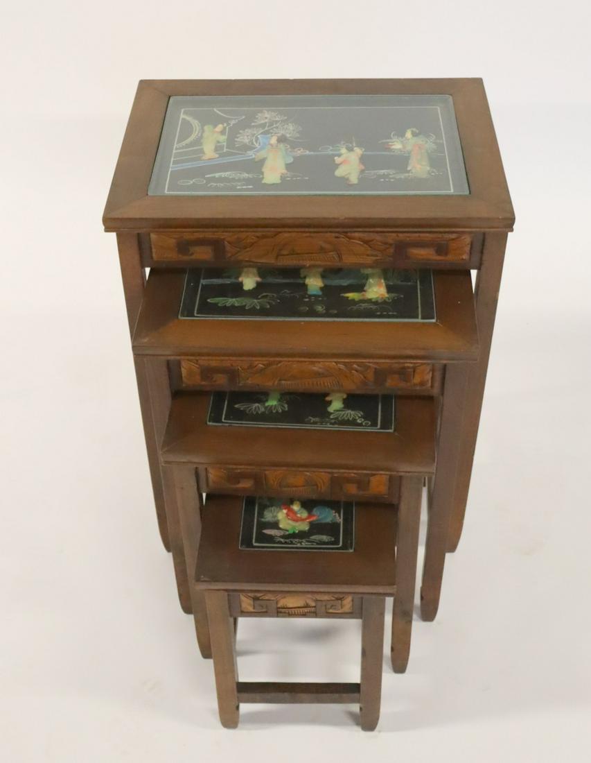 Set of Vintage Asian Nesting Tables Decorated With (1 of 7)