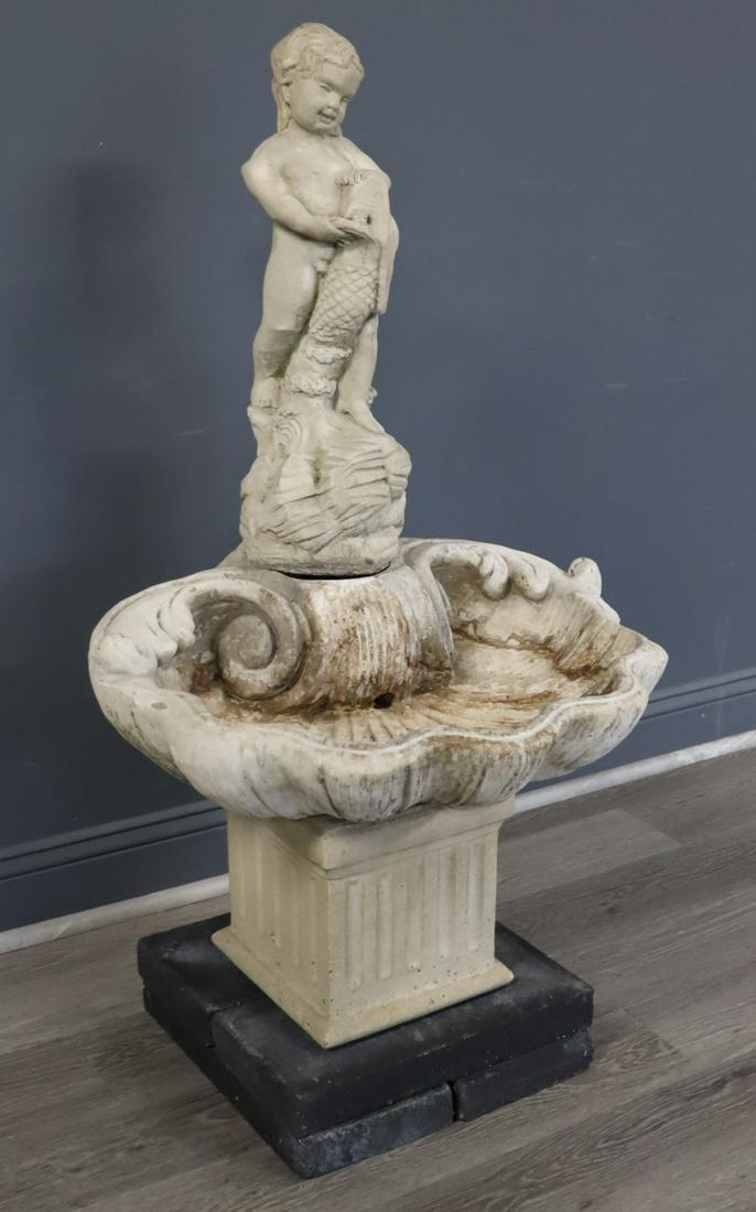 Antique Seashell Shaped Bird Bath with Putti (1 of 8)