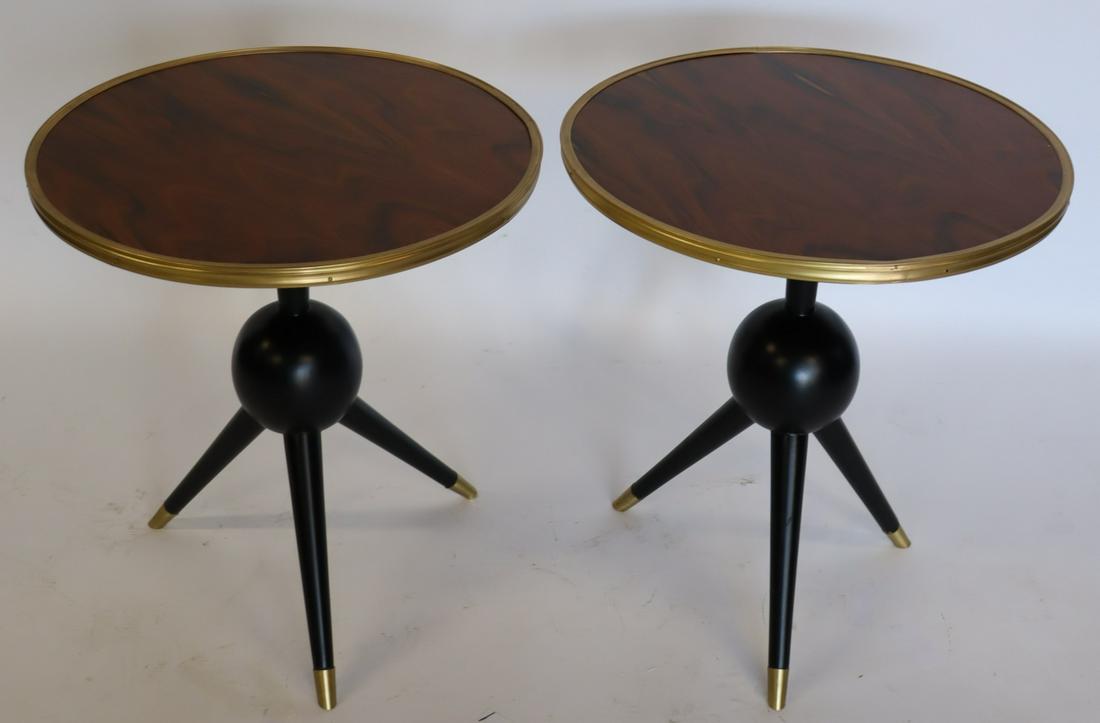Midcentury Pair Of Ebonised Pedestal Tables (1 of 4)