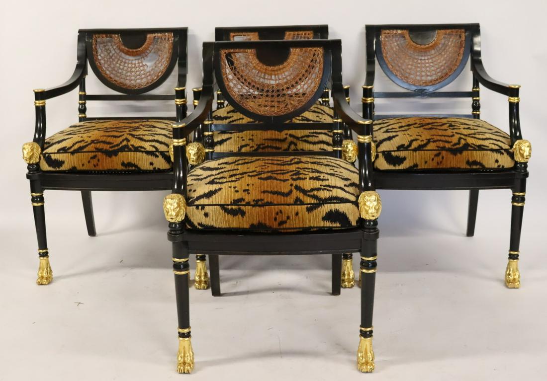 4 Carved, Ebonized And Gilt Decorated Chairs (1 of 11)
