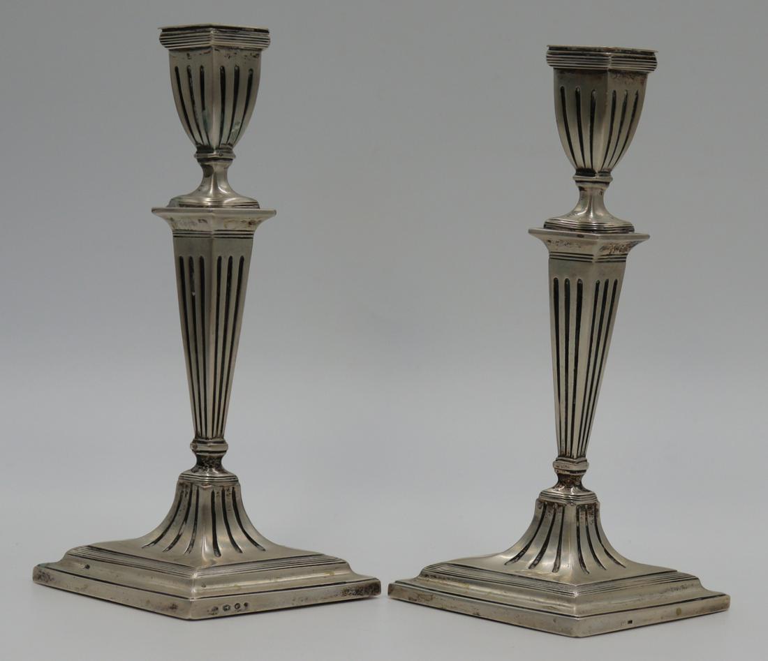 SILVER. Pair of Dutch .835 Silver Candlesticks. (1 of 9)