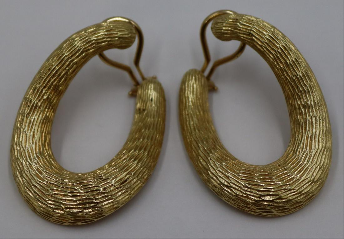 JEWELRY. Pair of Signed 14kt Gold Hoop Ear Clips. (1 of 6)