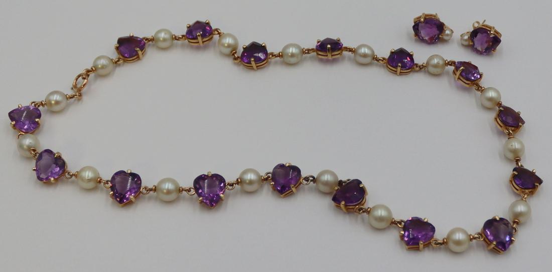 JEWELRY. 14kt Gold, Amethyst, and Pearl Suite. (1 of 10)