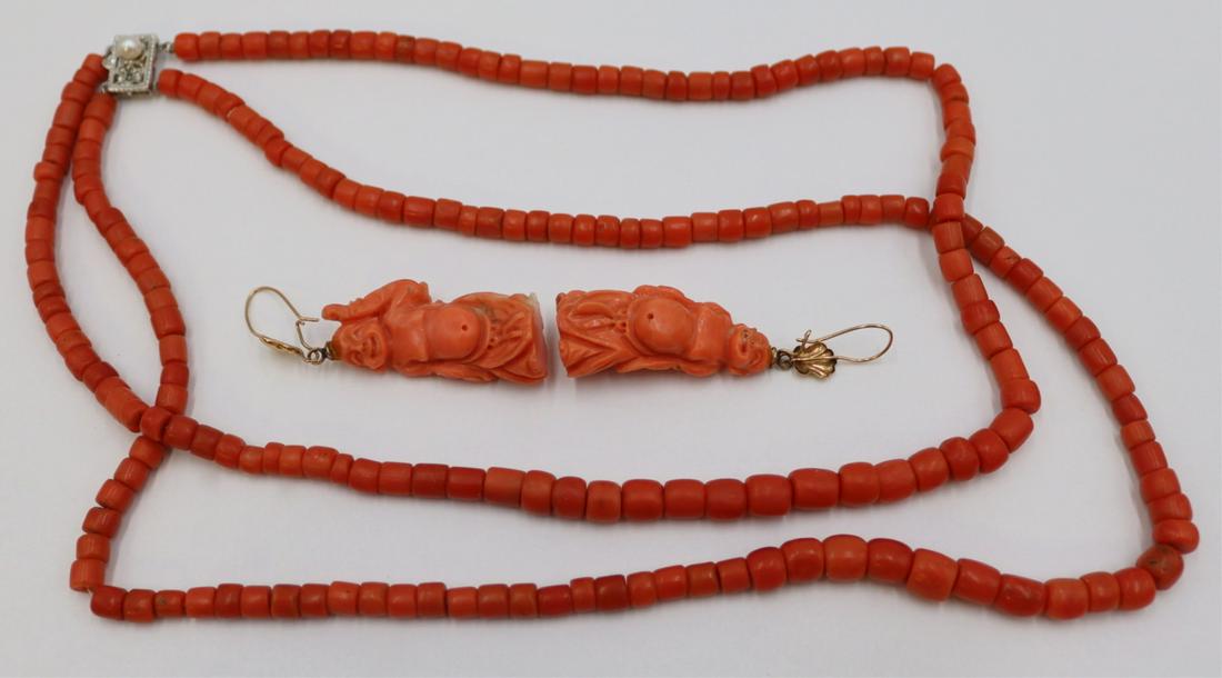 JEWELRY. Salmon Coral Jewelry Grouping. (1 of 8)