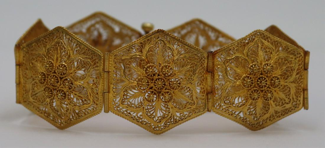 JEWELRY. 18kt Gold Filigree Bracelet. (1 of 8)