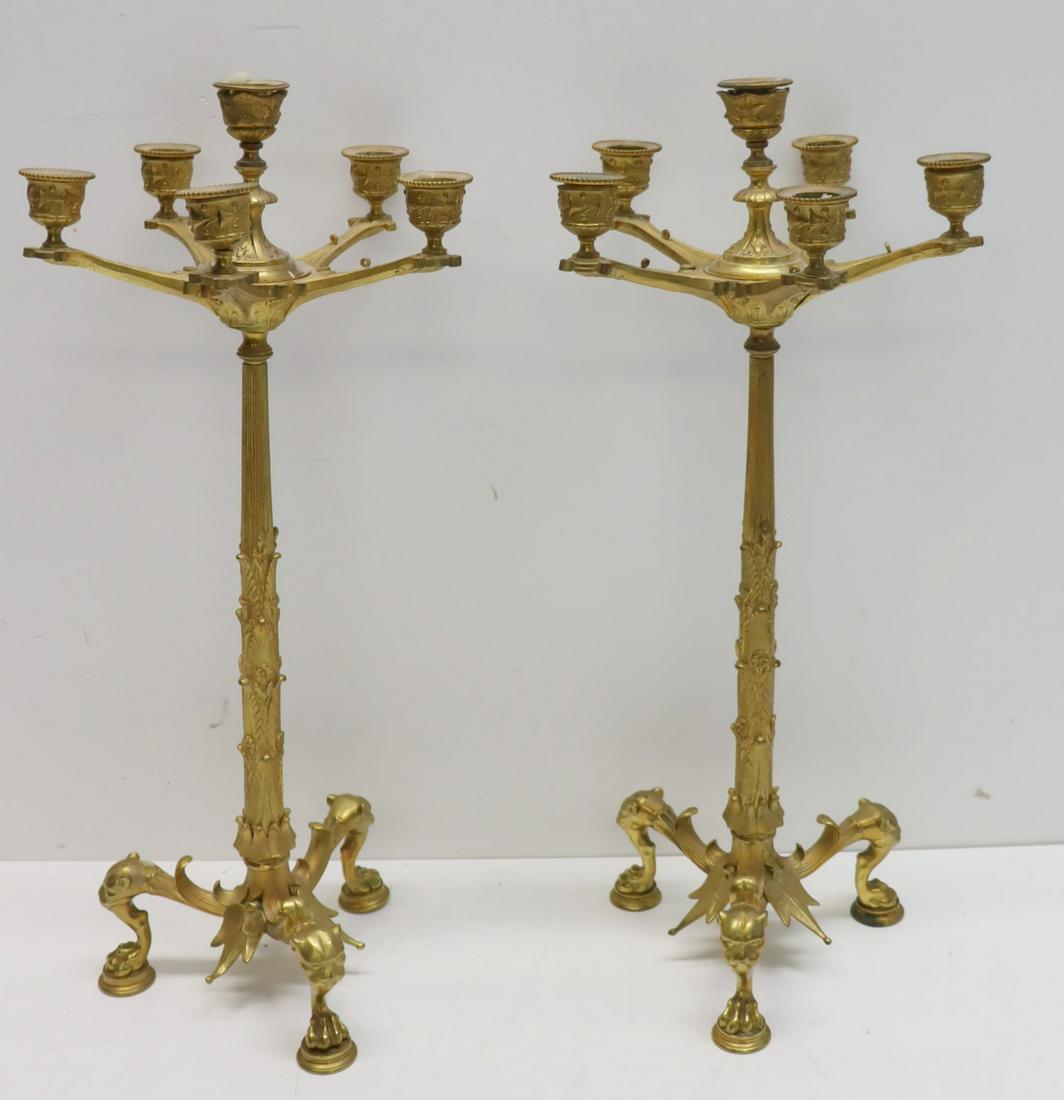 Pair Of Antique Gilt Bronze Candelabra. (1 of 6)