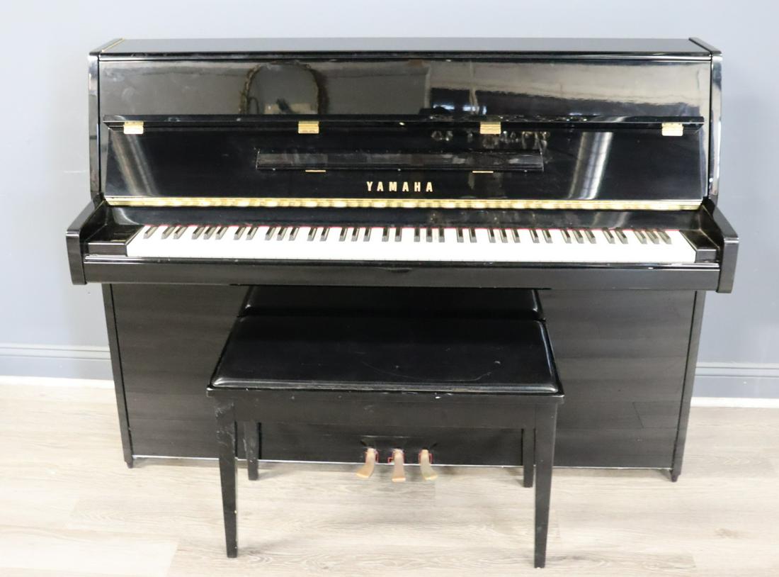 Yamaha Black Lacquered Upright Piano And Bench. (1 of 11)