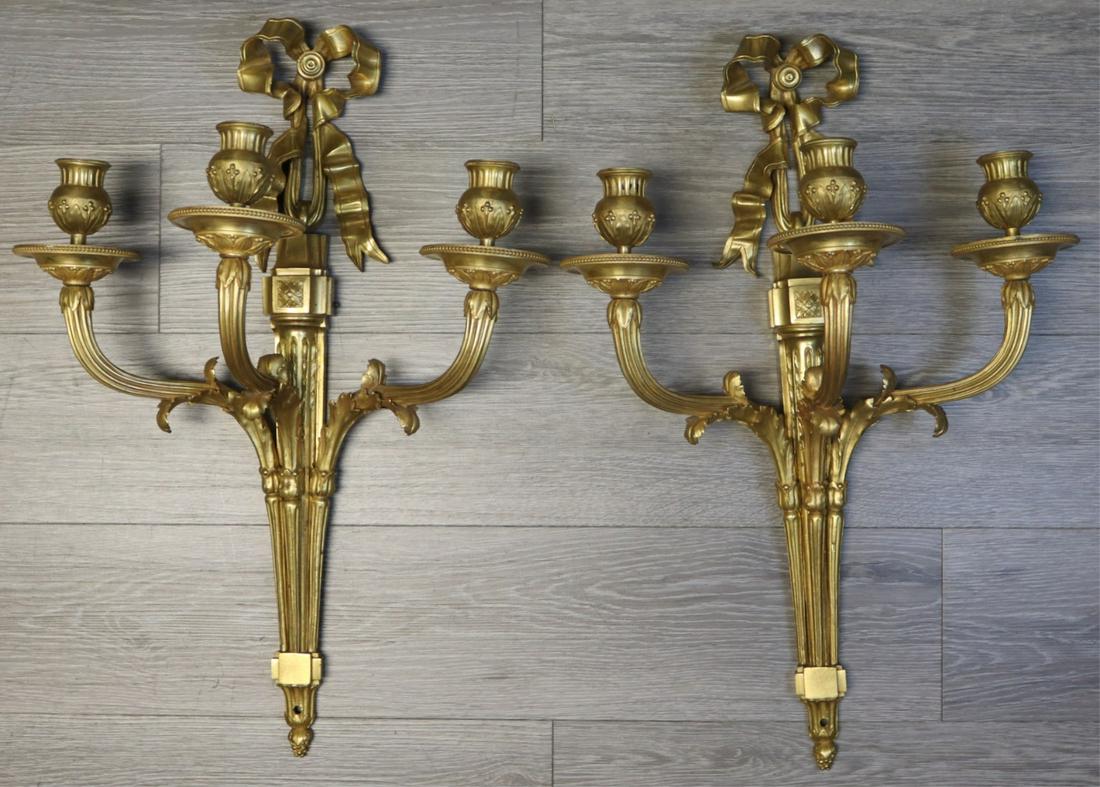 Pair of Napoleon III French Ormolu Sconces. (1 of 9)