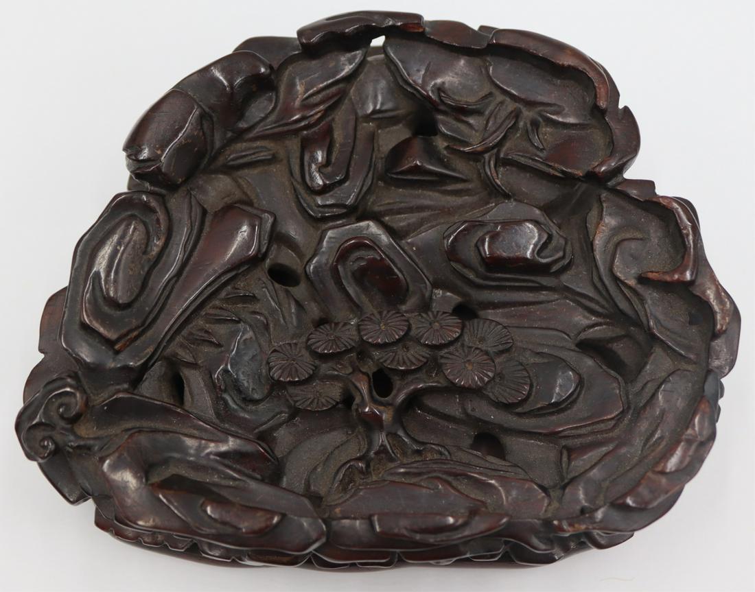 Antique Chinese Hong-Mu Carved Wood Stand. (1 of 9)