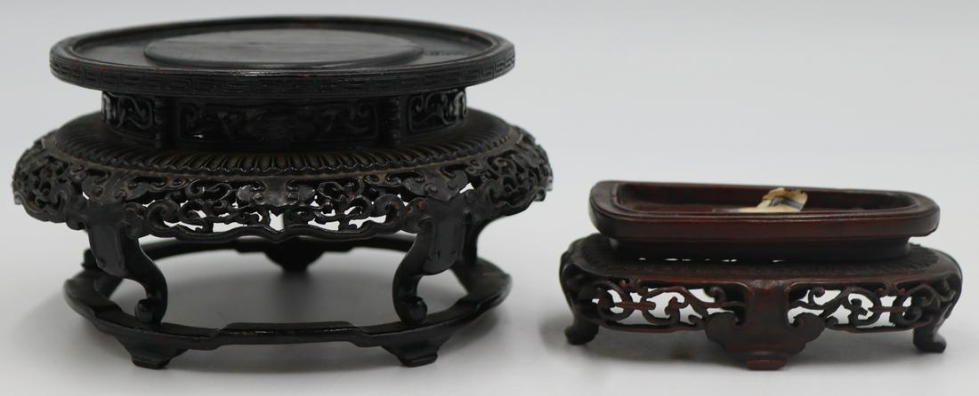(2) Antique Chinese Carved Wood Stands. (1 of 14)