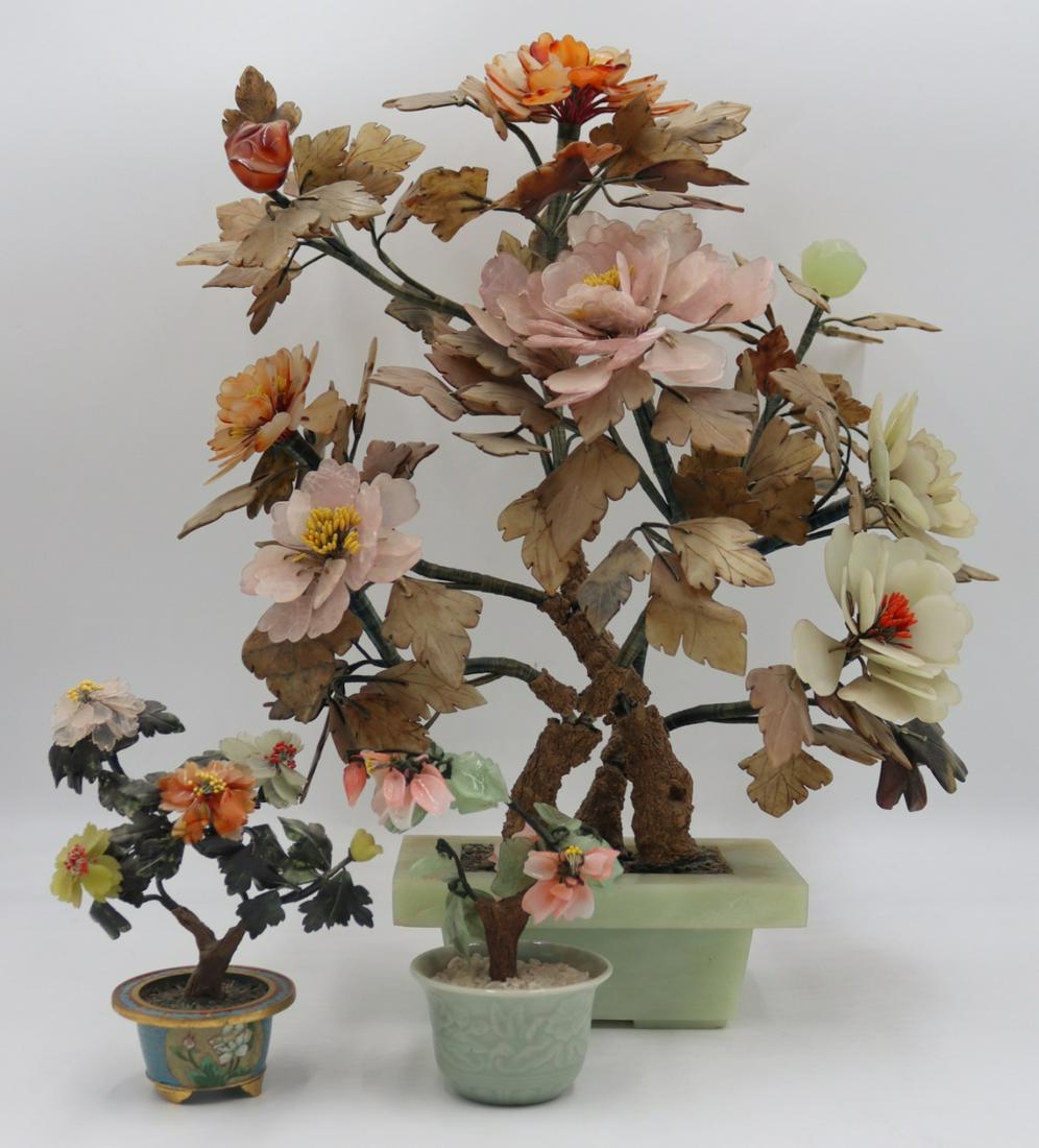 (3) Asian Hardstone Floral Arrangements. (1 of 12)