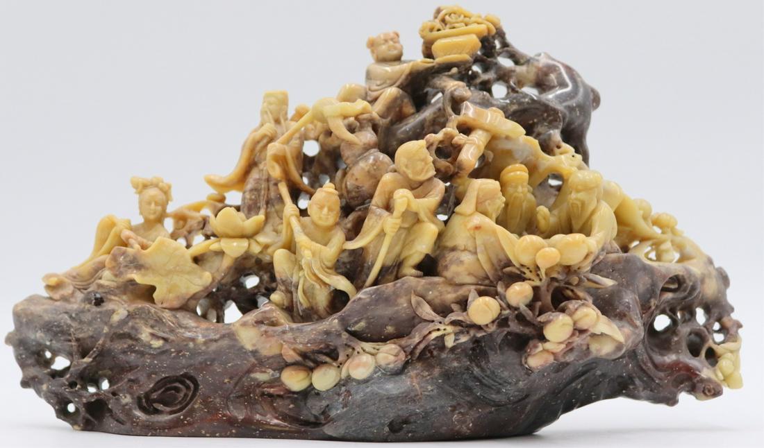 Finely Carved Soapstone Grouping of the 8 Sages (1 of 9)