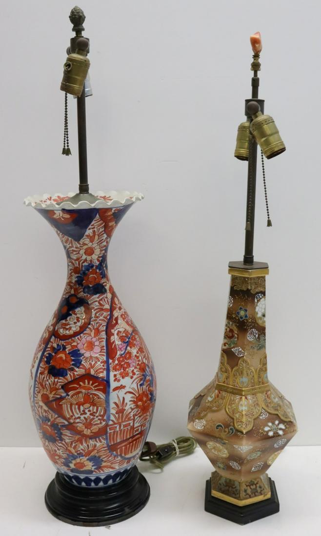 (2) Japanese Porcelain Vases Mounted as Lamps. (1 of 7)