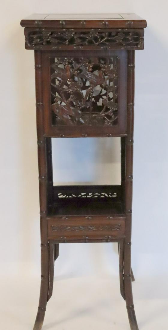 Antique Chinese Hardwood Finely Carved Stand. (1 of 8)