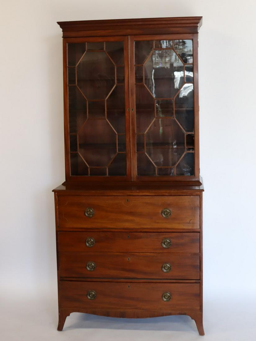 Georgian Mahogany Bookcase Secretary. (1 of 10)