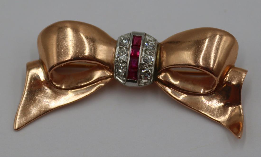 JEWELRY. Vintage 14kt Rose Gold, Diamond and Ruby (1 of 6)