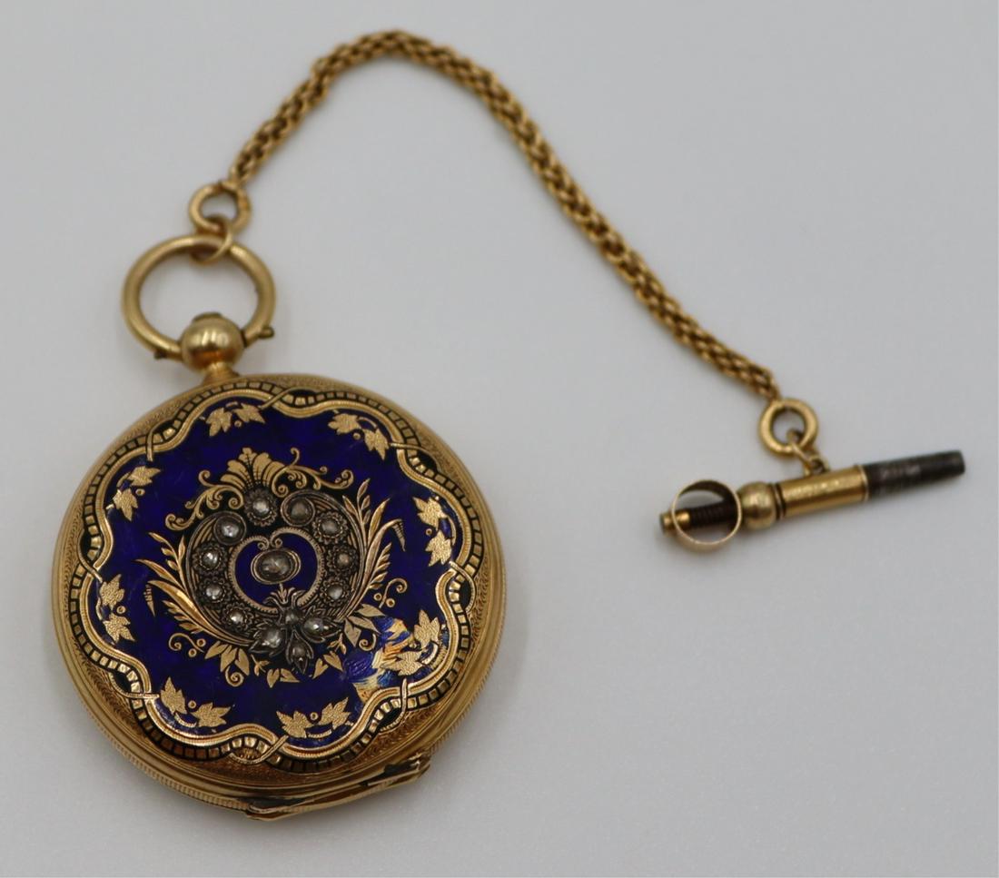 JEWELRY. 18kt Gold,Enamel & Rose Cut Diamond (1 of 11)