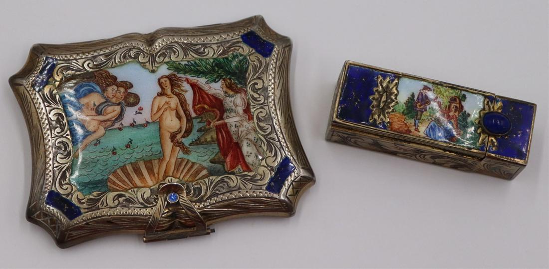 SILVER. (2) Italian .800 Silver and Enamel Objects (1 of 11)