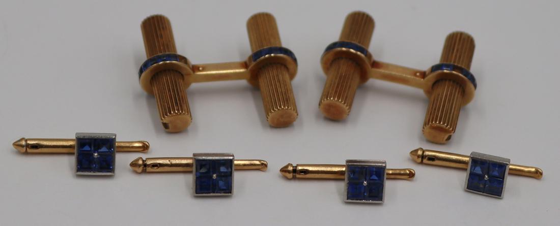 JEWELRY. Pair of Cartier 14kt Gold and Sapphire (1 of 10)