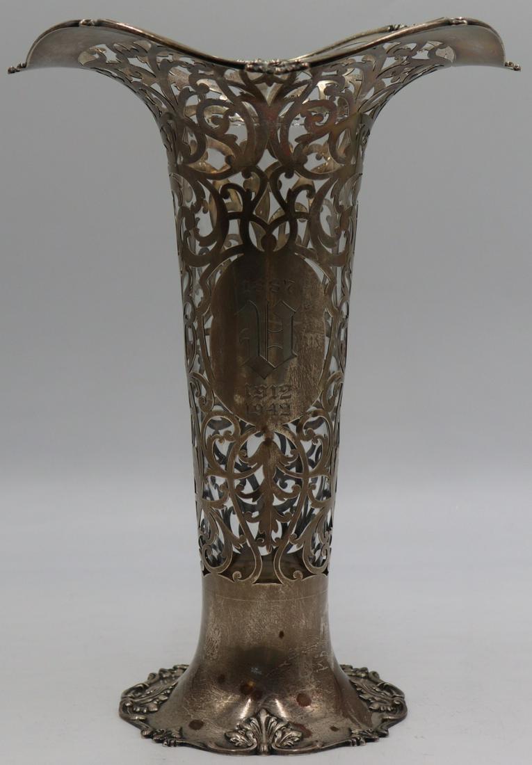 STERLING. Reed & Barton Sterling Trumpet Vase. (1 of 3)