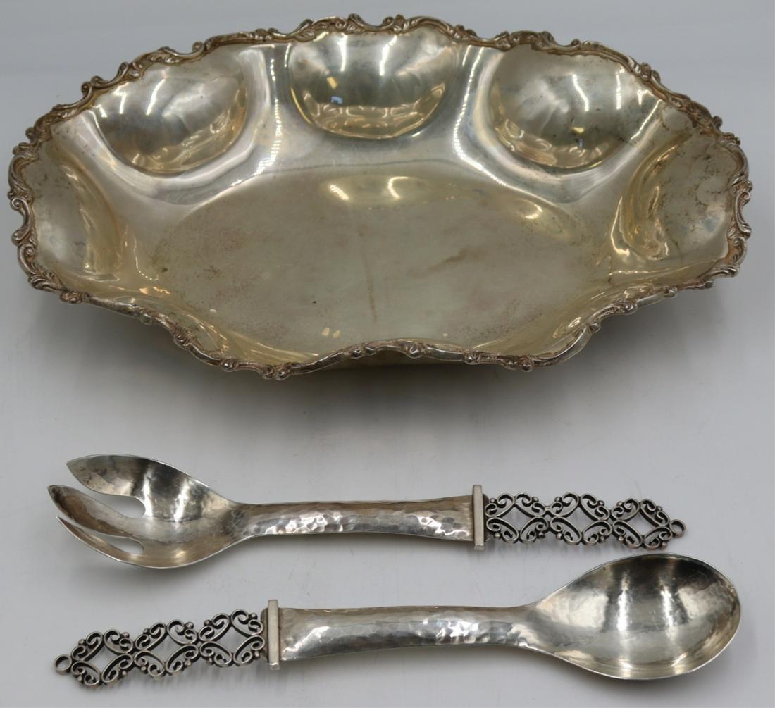 STERLING. Signed Sterling Oval Serving Bowl and (1 of 5)