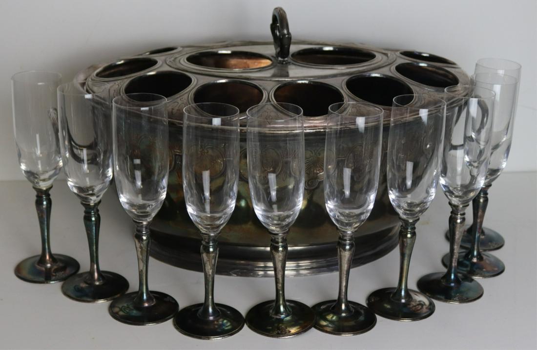 SILVERPLATE. Champagne Bottle/Glass Cooler (1 of 8)