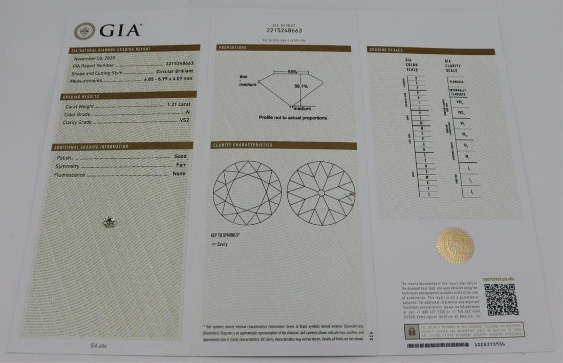 JEWELRY. GIA 1.21ct Circular Brilliant, 2215248663 (1 of 5)