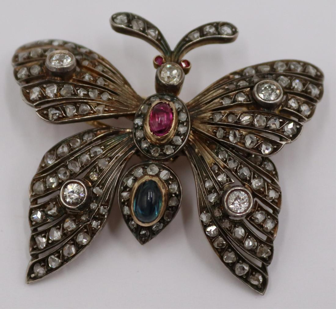 JEWELRY Antique Diamond and Colored Gem Butterfly (1 of 7)