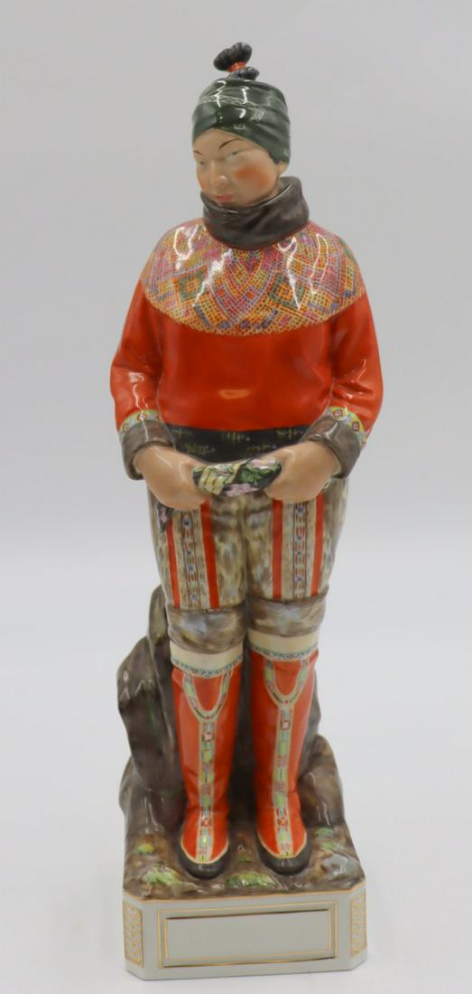 Royal Copenhagen Porcelain Figure.: Carl Martin -Hansen Gronland .Greenland female figure in traditional clothes . Numbered and from a 35 Sutton Place NYC estate . - Dimensions: 13"H