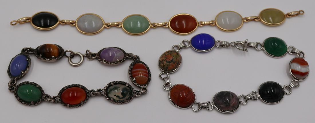 JEWELRY. (3) 14kt Gold & Sterling Bracelets (1 of 7)