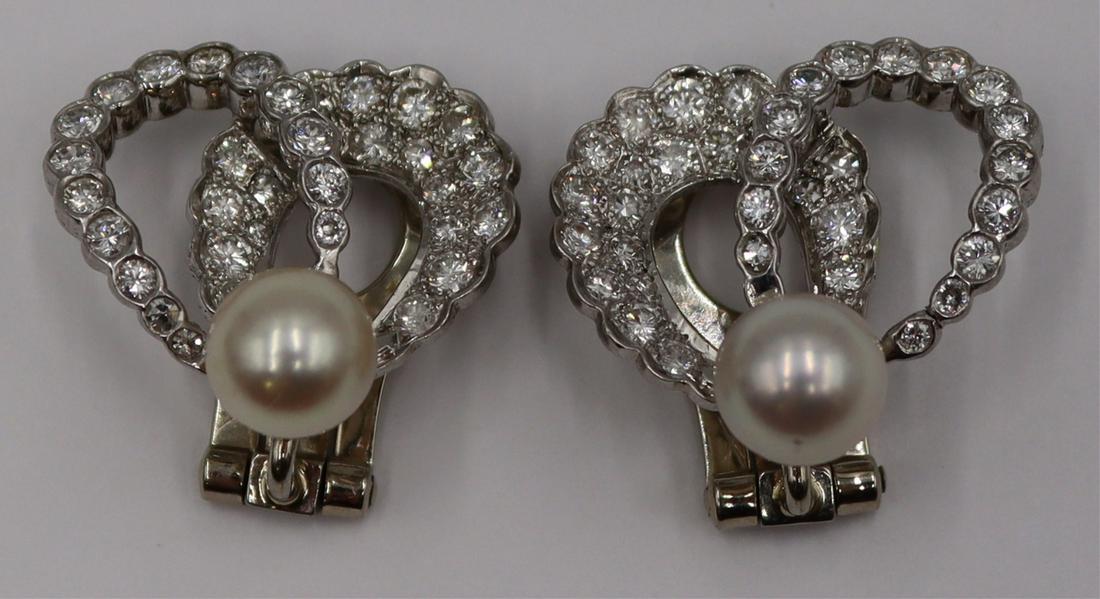 JEWELRY. Pair of Platinum, Diamond and Pearl (1 of 7)