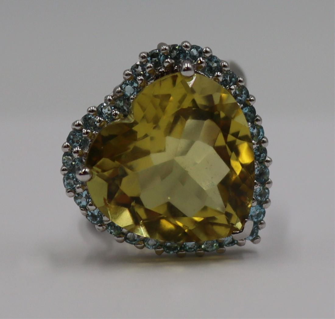 JEWELRY. Signed 14kt Gold and Faceted Gem Ring (1 of 4)