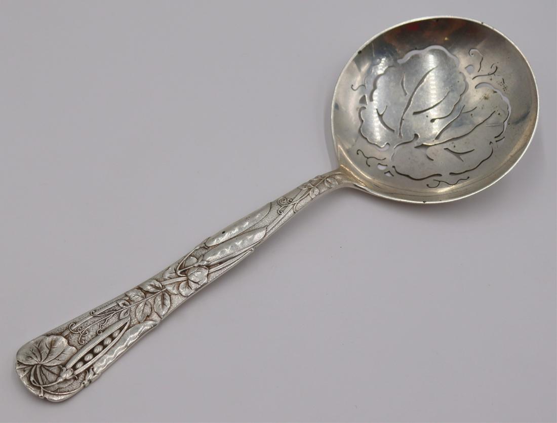 STERLING. Tiffany & Co. Pierced Pea Serving Spoon. (1 of 7)