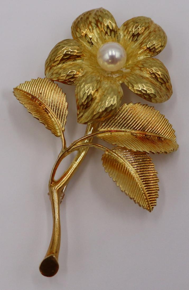 JEWELRY. Tiffany & Co. 18kt Gold and Pearl Brooch. (1 of 7)