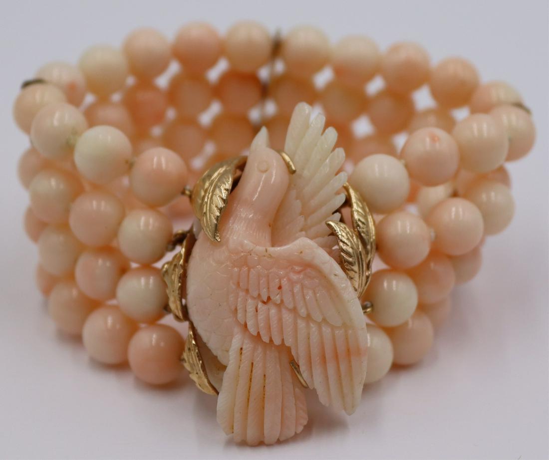 JEWELRY. 14kt Gold and Angel Skin Coral Bracelet. (1 of 9)