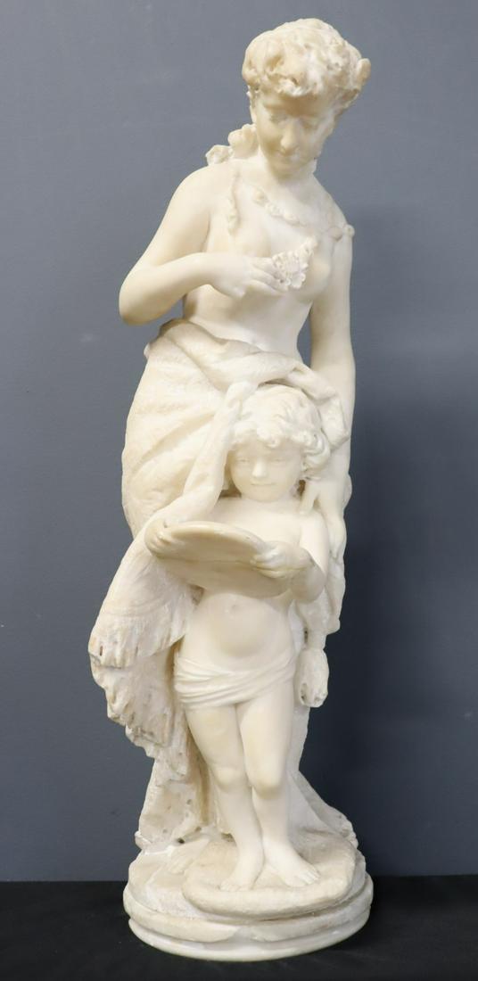Antique Alabaster  Sculpture Of A Woman & Child. (1 of 15)